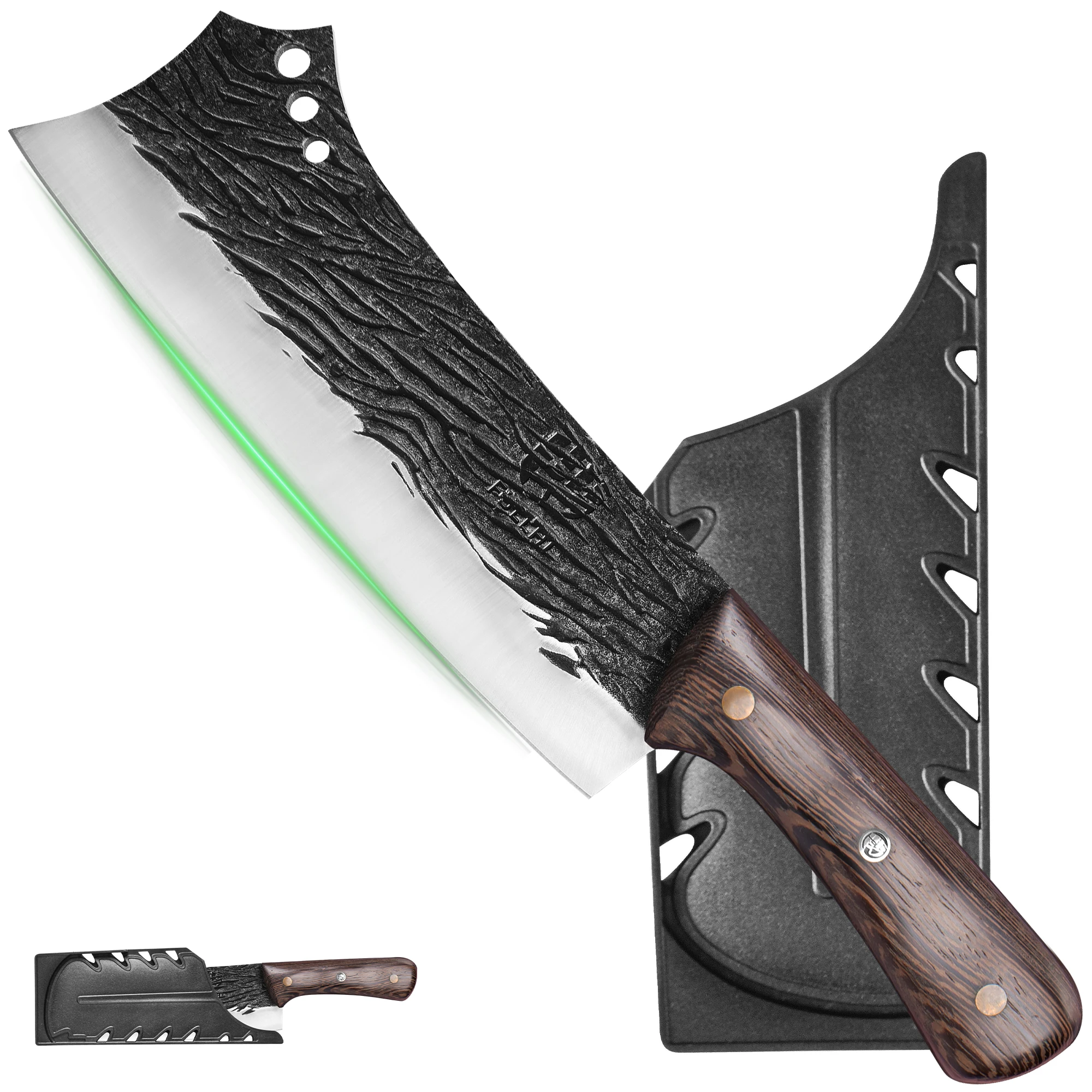 Full Tang Forged High‑Carbon Steel Chef Cleaver Knife with Sheath - Image 9