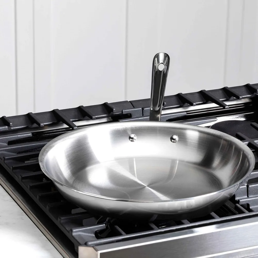 12" D3 3-Ply Stainless Steel Fry Pan – Induction, Oven & Broiler Safe, Durable Cookware - Image 3