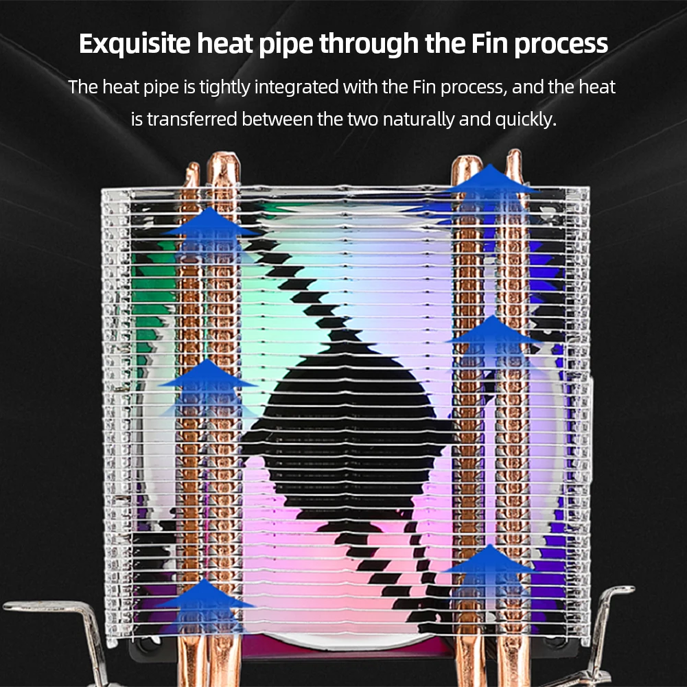 9cm RGB CPU Cooling Fan 2 Heat Pipes Hydraulic Bearings for Intel/AMD - Image 3