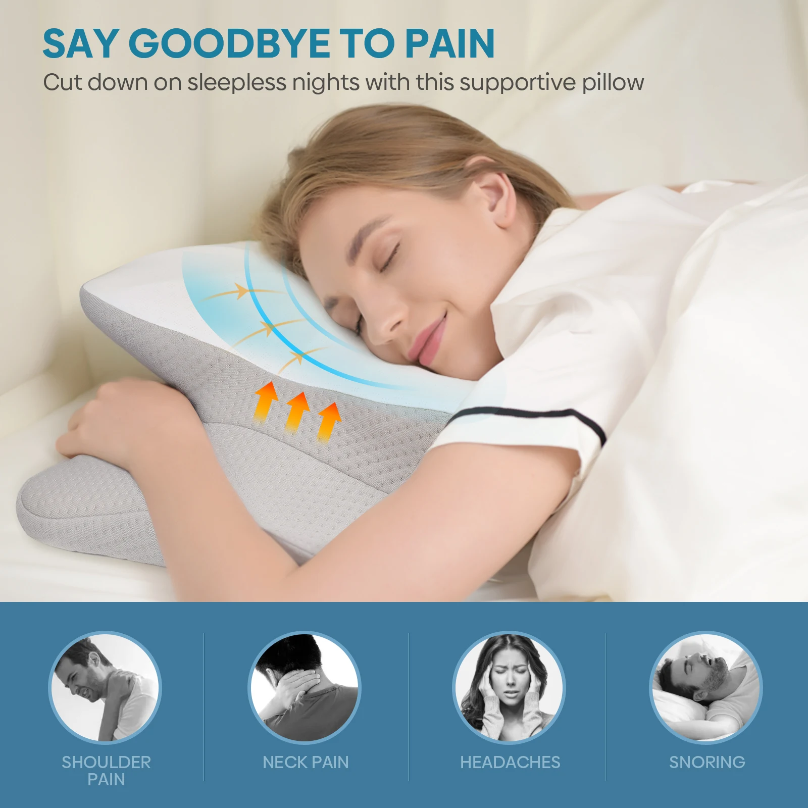 Odorless Orthopedic Ergonomic Pillow - Memory Foam, Cervical Support with Slow Rebound - Image 6