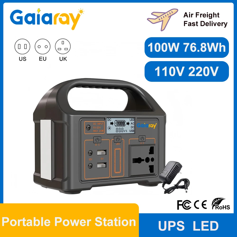 100W Portable Power Station – 24000mAh Solar Generator for Camping & Travel
