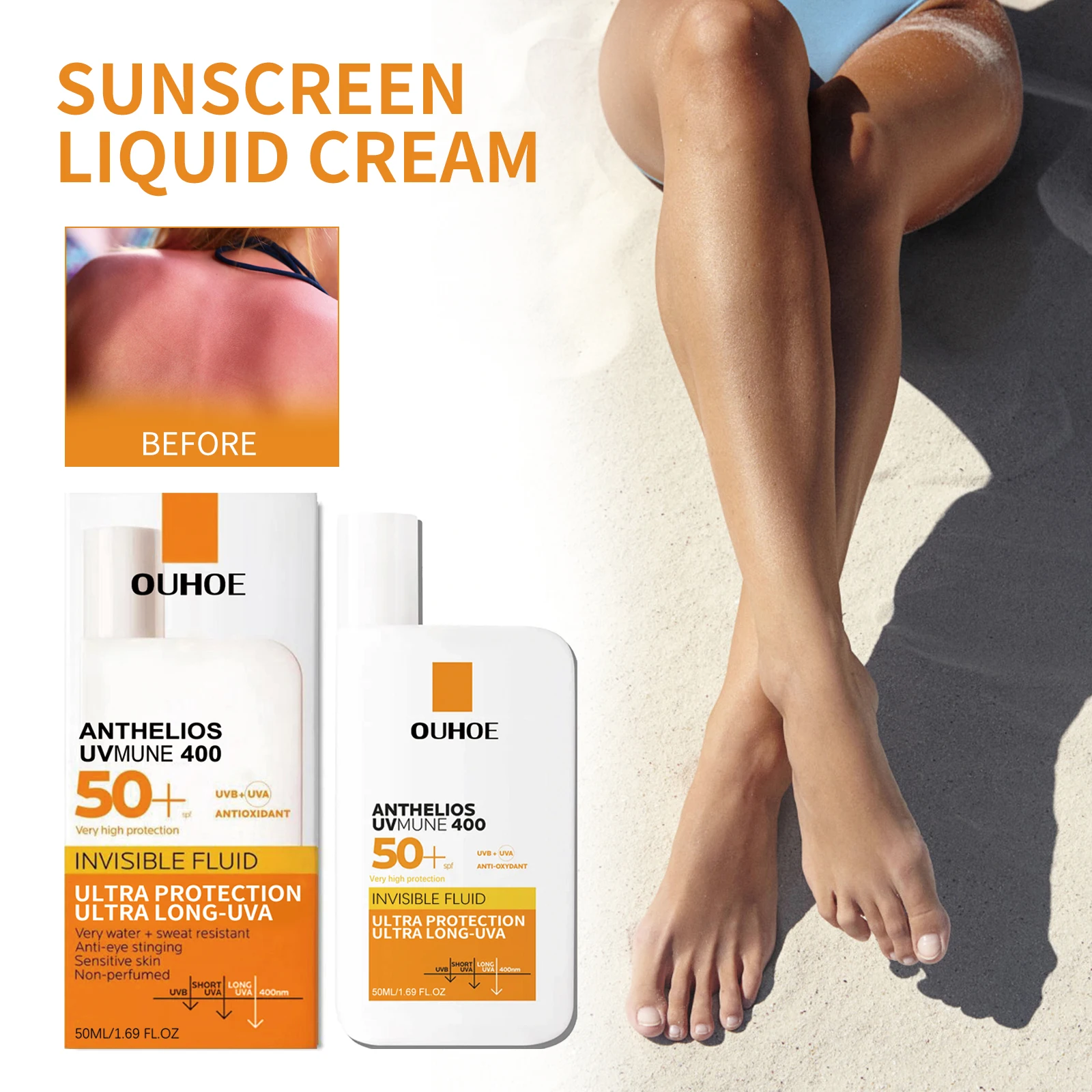 OUHOE Anti-UV Sunscreen Cream SPF 50+ – Moisturizing & Skin Repair