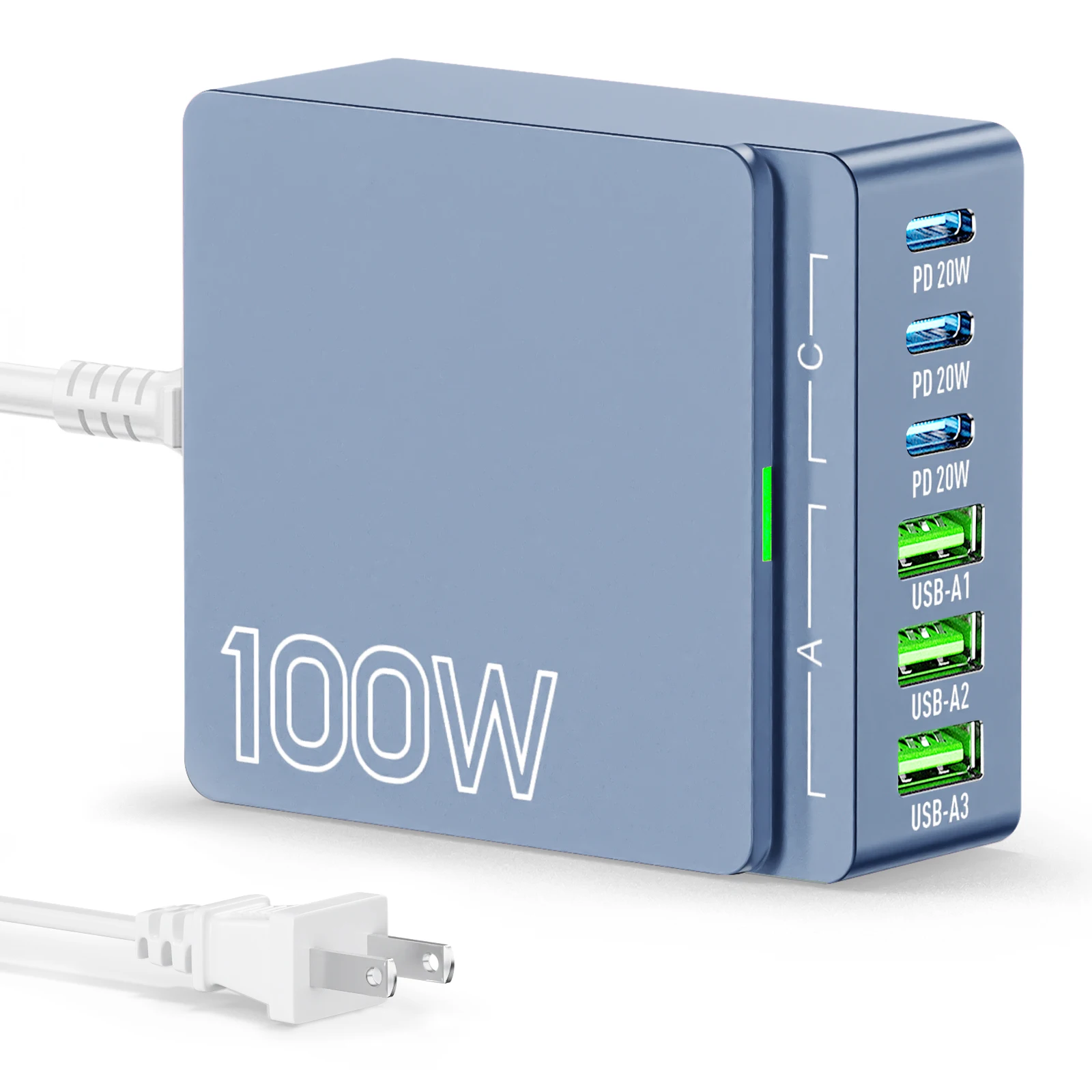 100W USB C Charging Station 6-Port GaN Fast Charger PD 3.0 Wall Adapter