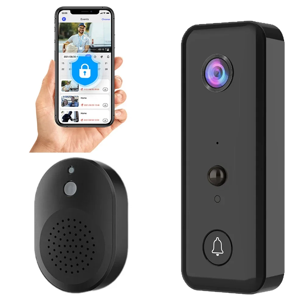 Wireless Video Doorbell with 2-Way Audio & PIR Motion Detection for Home Office