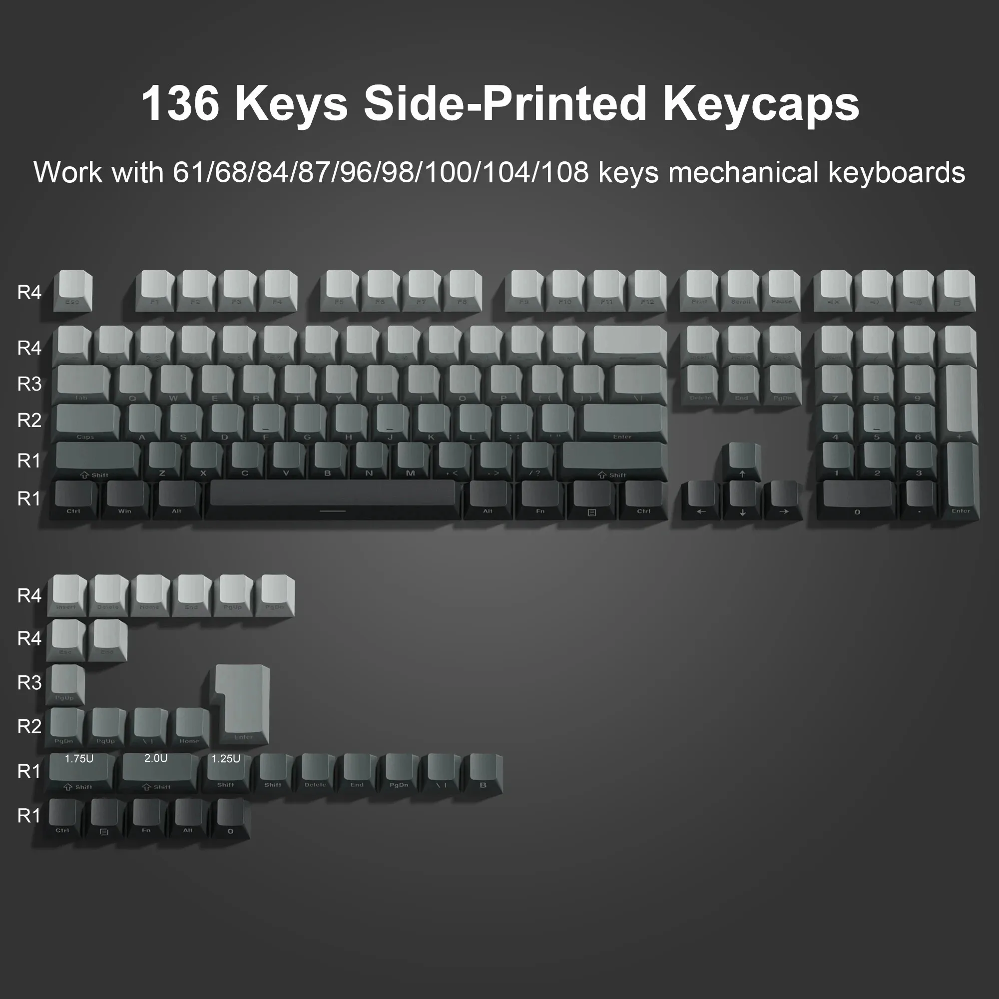 136 Key PBT Double Shot Backlit Keycaps for MX Mechanical Keyboard 61-108 Keys - Image 7