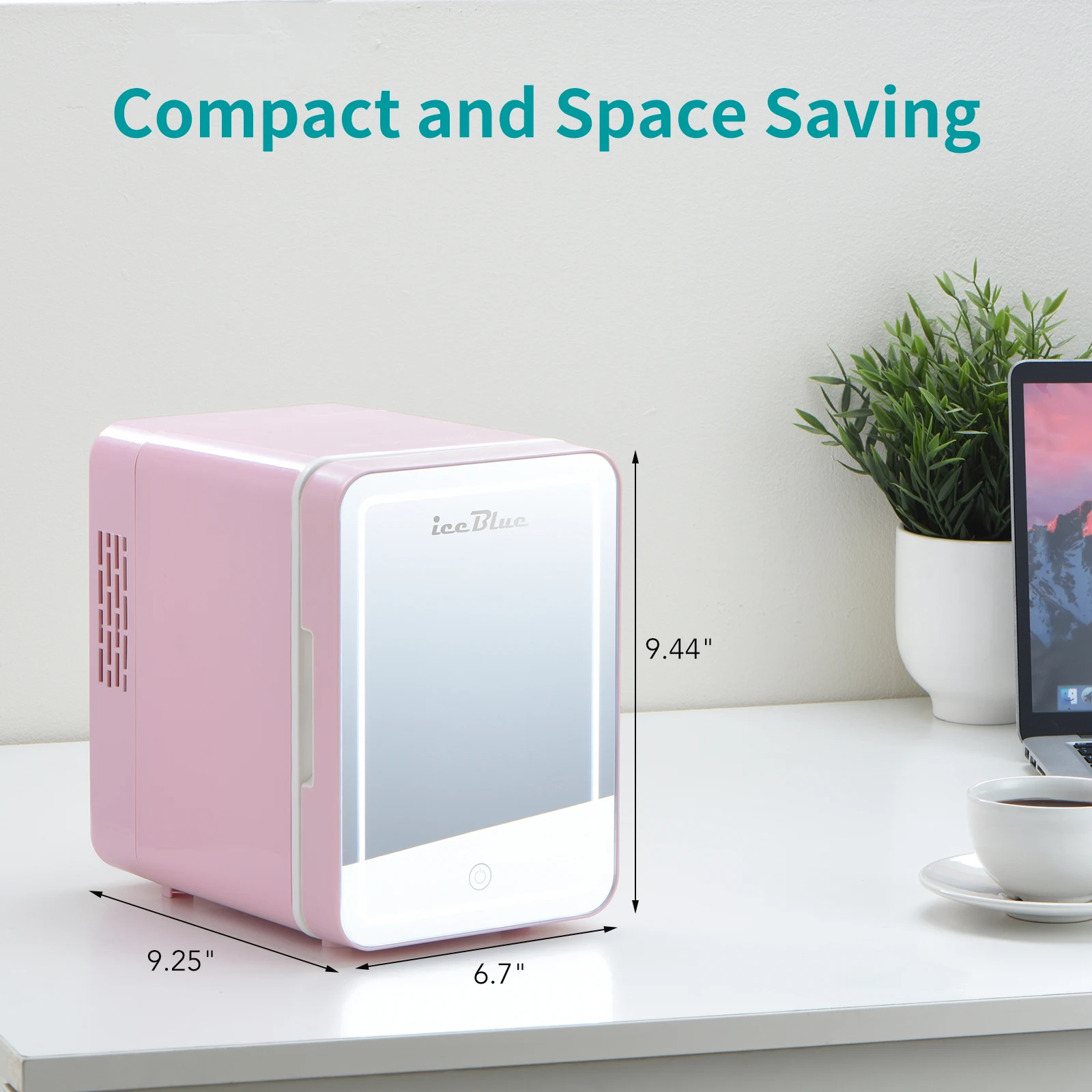 iceBlue 4L Mirror Mini Fridge - Dual-Use AC/DC Cooler & Warmer for Beauty, Makeup & Skincare - Image 6