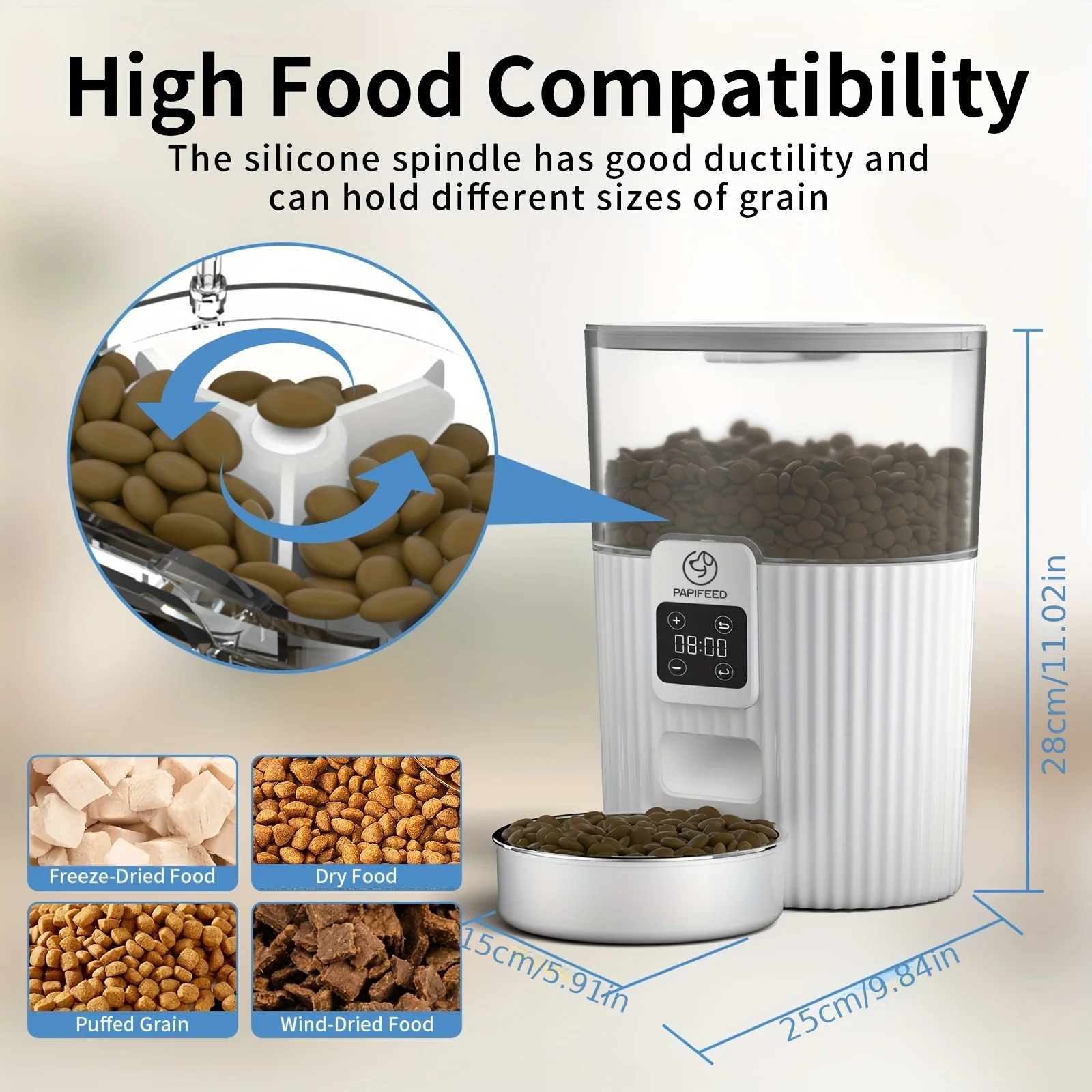 PAPIFEED Smart Cat & Dog Automatic Feeder, WiFi Remote Pet Food Dispenser - Image 2