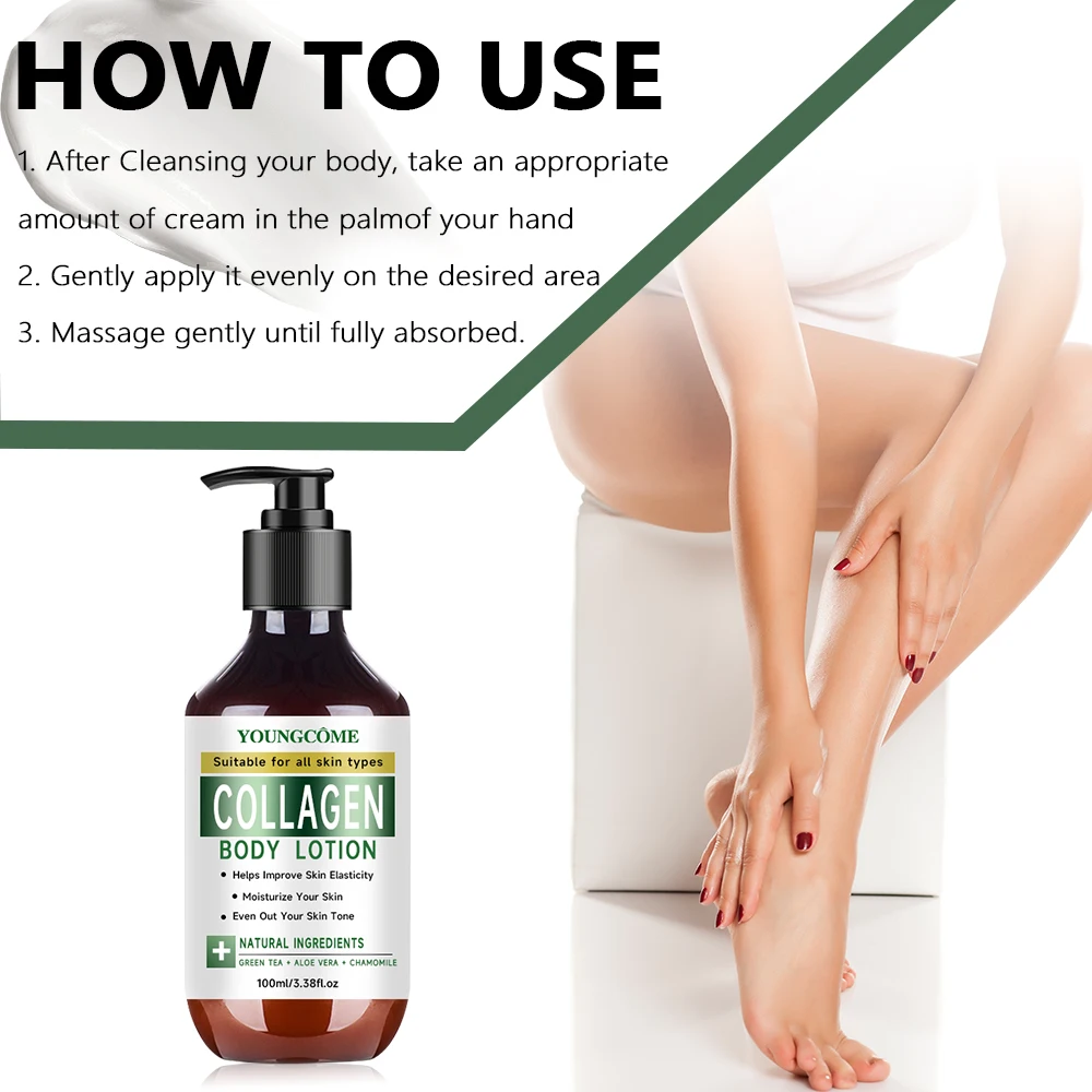100ml Collagen Body & Face Cream – Hydrating, Soothing with Green Tea & Aloe Vera - Image 3