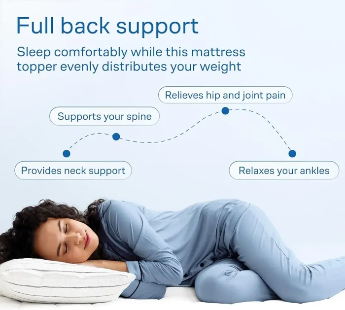 Extra Thick Mattress Topper, Mattress Pad Cover for Back Pain, Cooling Mattress Protector, Overfilled Down Alternative Filling - Image 3