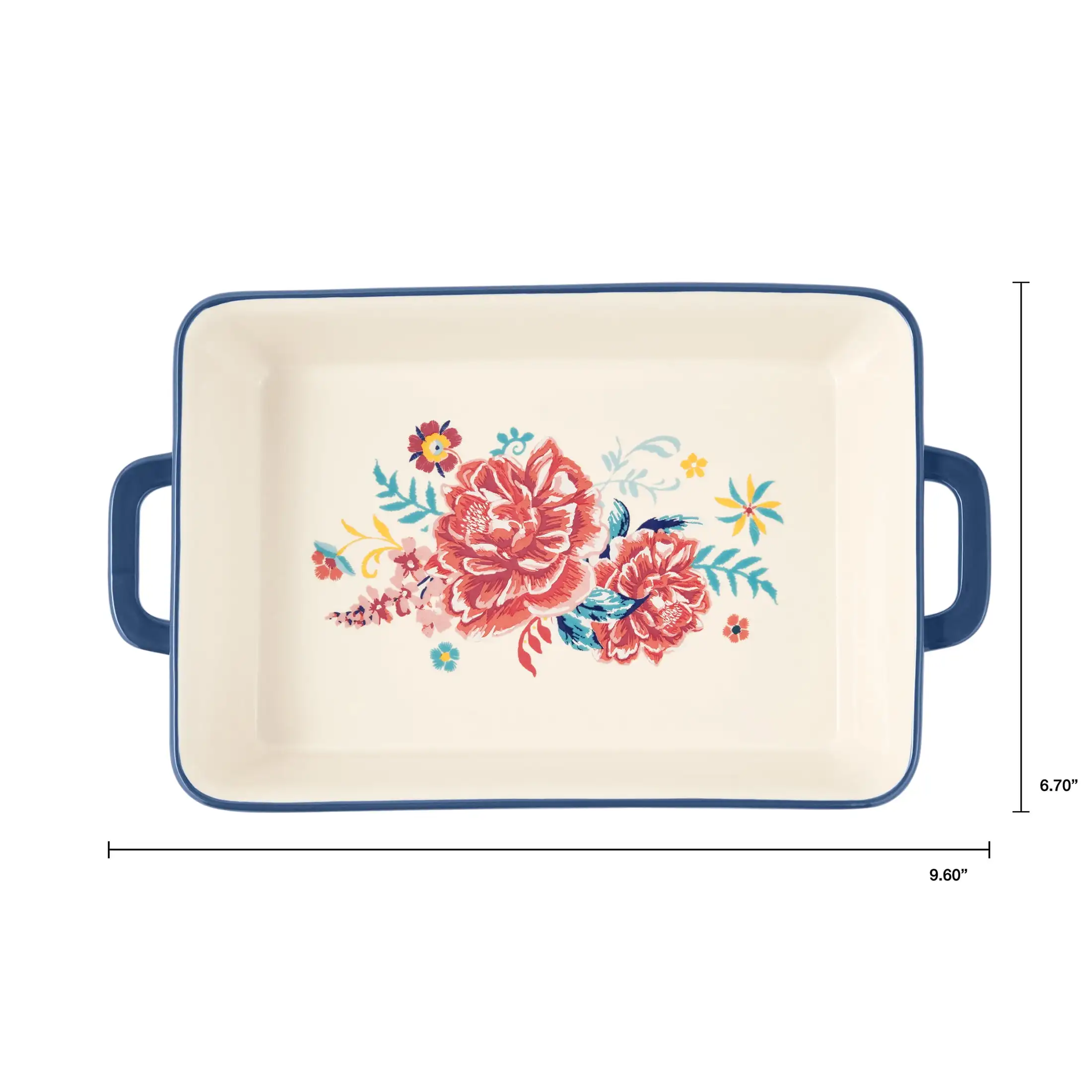 Keepsake Floral 7"x10" Ceramic Baking Dish with Lid – Oven Safe Casserole Pan - Image 6