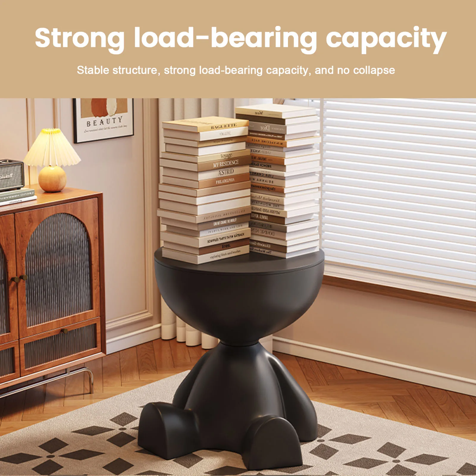 Wedyvko Coffee Table - Modern Round Matte Side Table with Small Storage Rack - Image 3