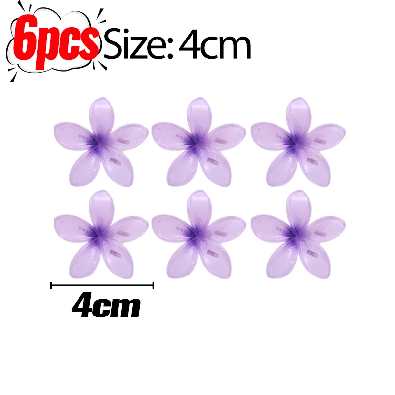 1/6Pcs Hawaiian Gradient Flower Hair Clips Small Claw Hairpin Crab Barrette Women Hair Accessories - Image 26