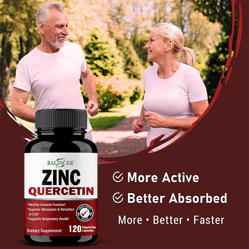 Zinc & Quercetin Supplement - Boosts Immunity, Cardiovascular & Respiratory Health, 120 Capsules - Image 3