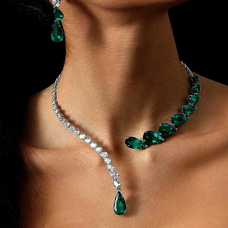 Stonefans Vintage Green Rhinestone Collar Choker – Crystal Bridal Pendant Necklace