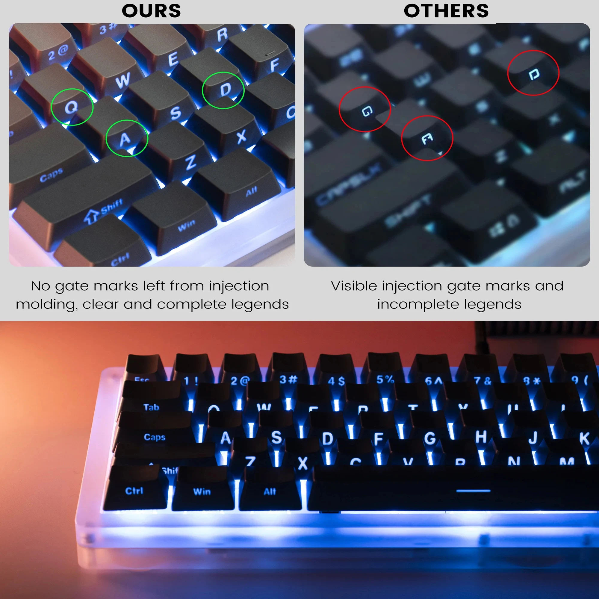 136 Key PBT Double Shot Backlit Keycaps for MX Mechanical Keyboard 61-108 Keys - Image 2
