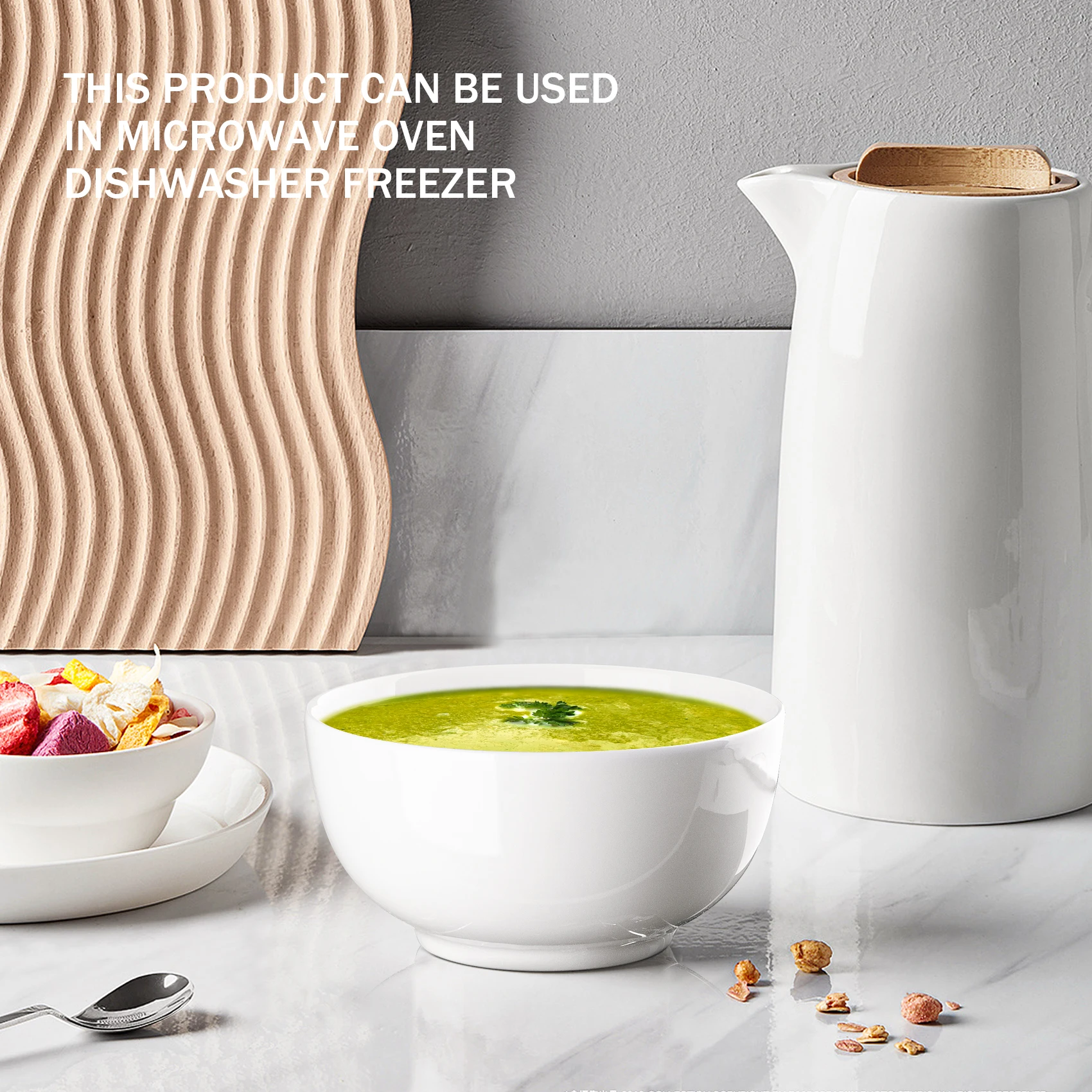 10oz Porcelain Bowl Set 8-Pack – Premium White Ceramic for Soup, Salad & More - Image 3