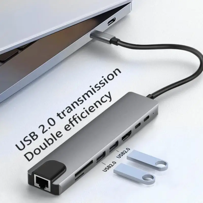 8-in-1 Type-C Docking Hub USB PD to HDMI for Data Transfer & Expansion