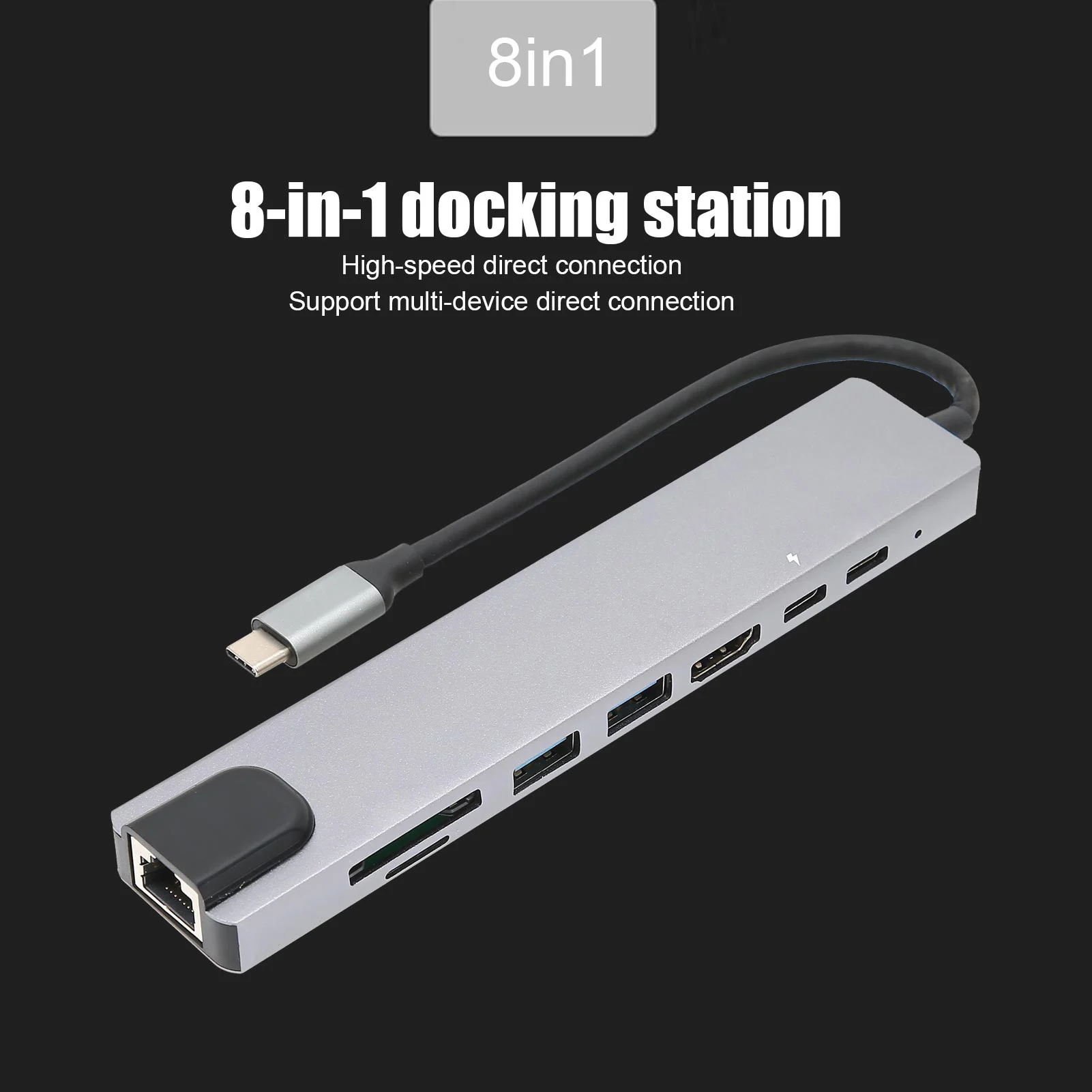 8-in-1 Type-C Docking Hub USB PD to HDMI for Data Transfer & Expansion - Image 6