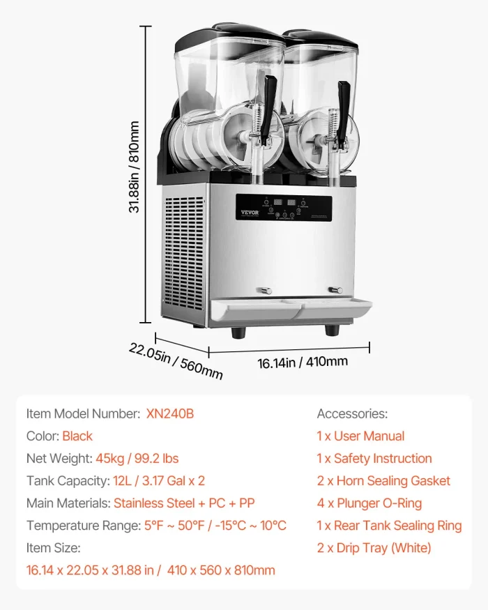 VEVOR 36L Triple-Tank Slushy Machine – Stainless Steel Margarita & Smoothie Maker - Image 11