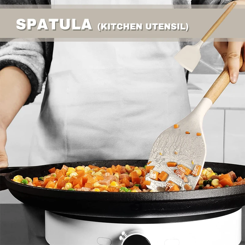 12-Piece Silicone Kitchen Utensils Set – Non-Stick Spatulas, Egg Beaters with Storage Bucket - Image 5