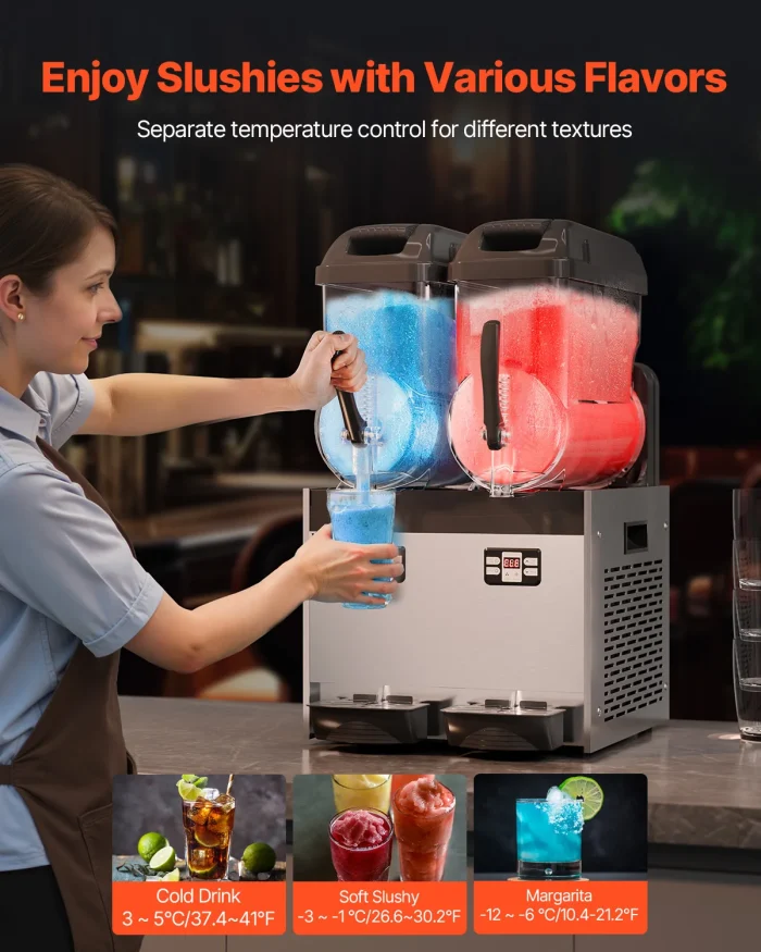 VEVOR 36L Triple-Tank Slushy Machine – Stainless Steel Margarita & Smoothie Maker - Image 3