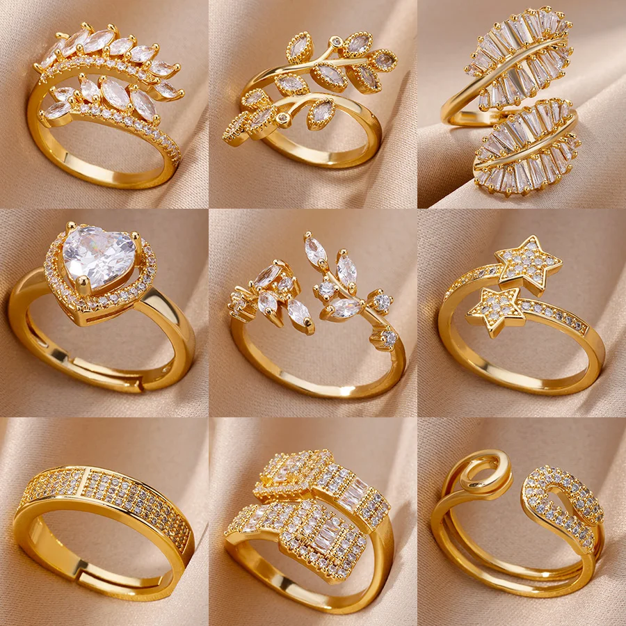 Luxury Korean Stainless Steel Copper Zircon Ring – Trendy Unisex Birthday Gift