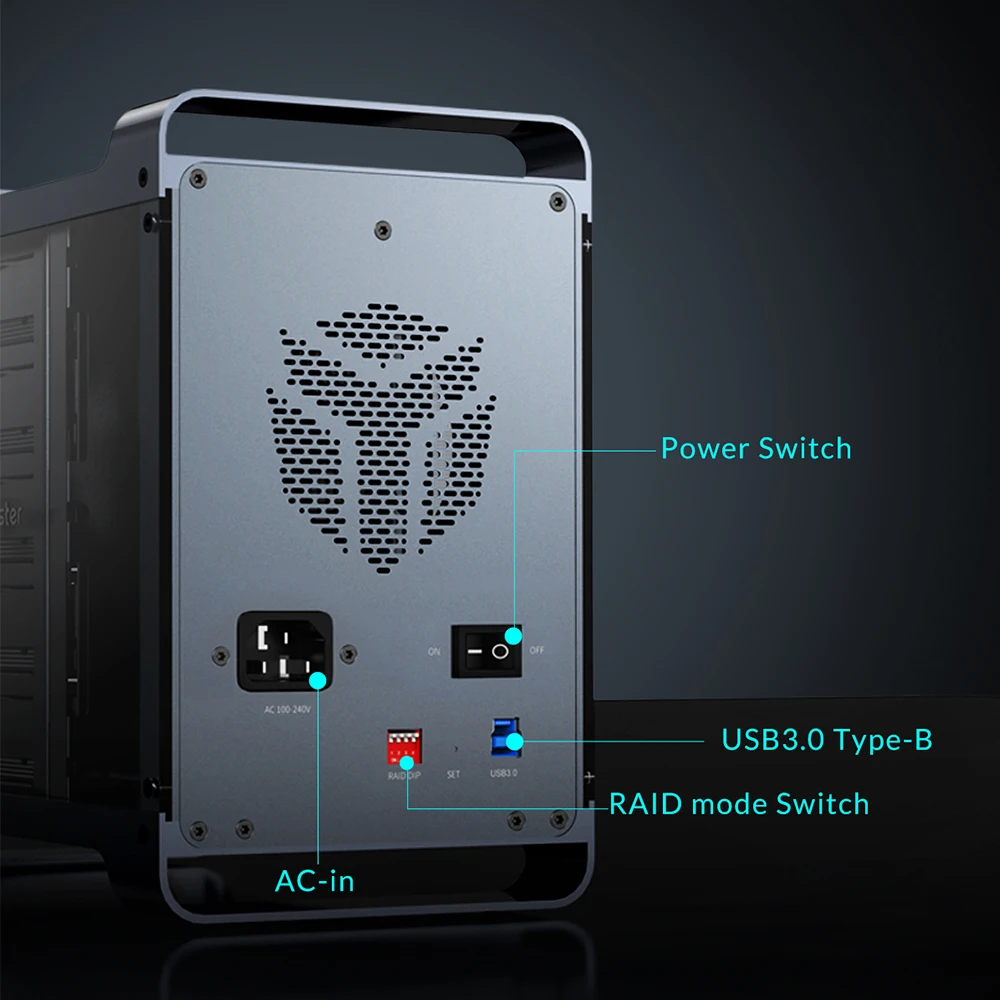 Yottamaster 5-Slot RAID External Hard Drive Enclosure, RGB Silent Fan, SATA HDD/SSD - Image 7