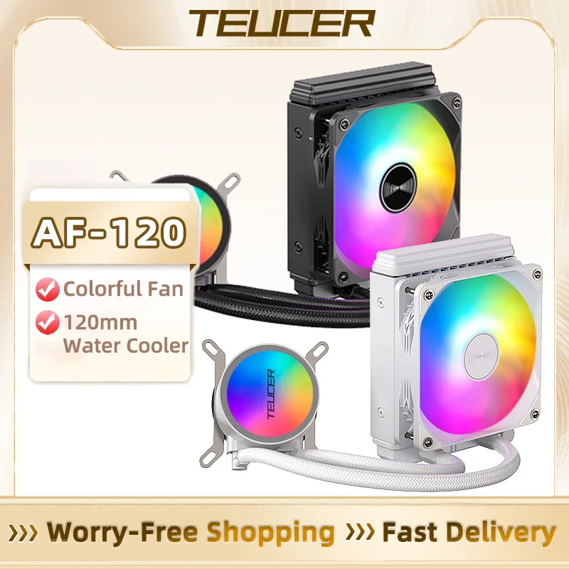 TEUCER AF-120 Water Cooler 120mm RGB Fan for Intel/AMD AM4/AM5 PC Cooling