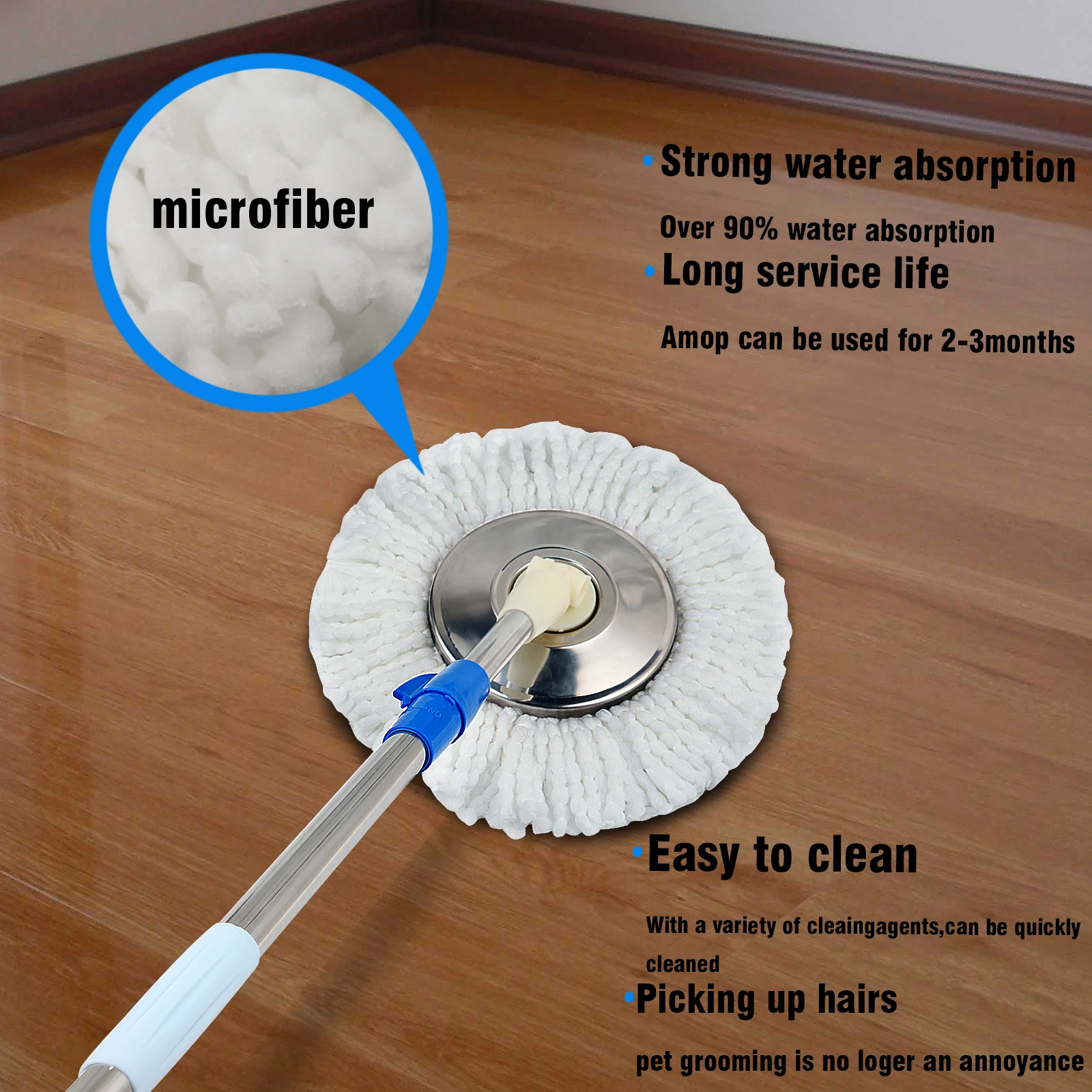 Spin Mop Bucket System with Wringer – 360° Rotating Magic Mop & Extendable Handle - Image 2