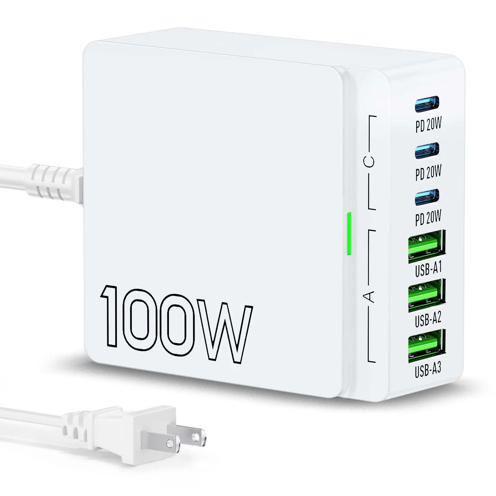 100W 6-Port GaN Charger Hub PD 3.0 Type-C USB-A for Phone, Tablet, Laptop - Image 10