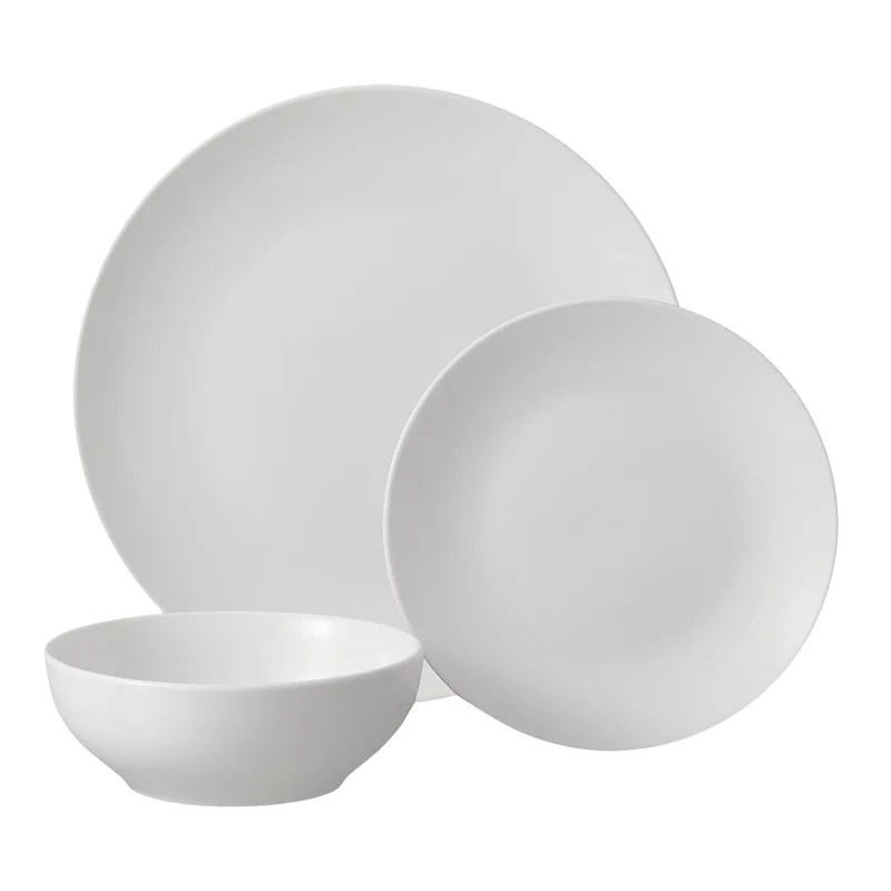 12-Piece White Stoneware Dinnerware Set - Dishwasher & Microwave Safe, Elegant Tableware - Image 2