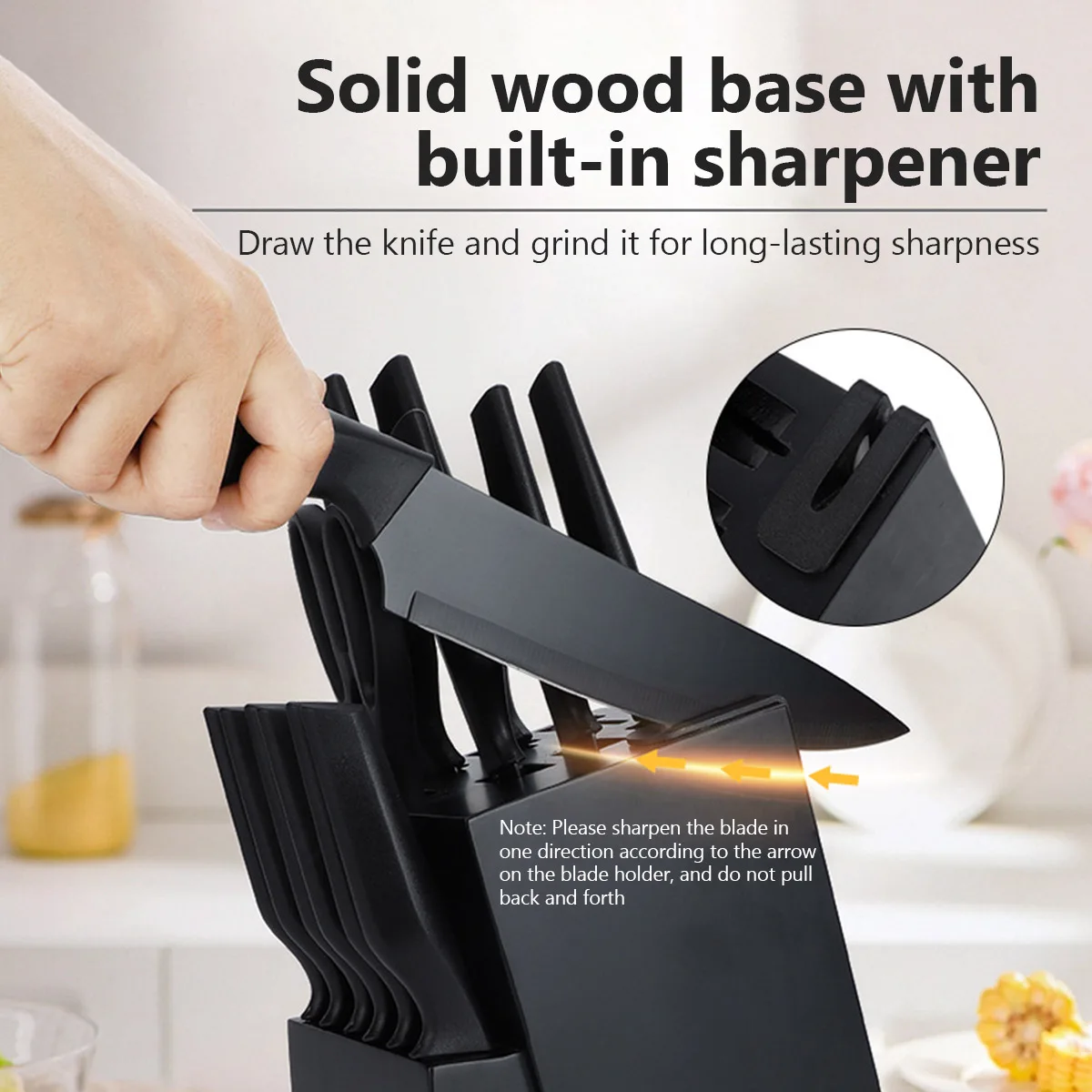 14-in-1 Stainless Steel Kitchen Knife Set - Non-Stick Chef, Slicing, Steak Knives & Scissors with Holder - Image 2