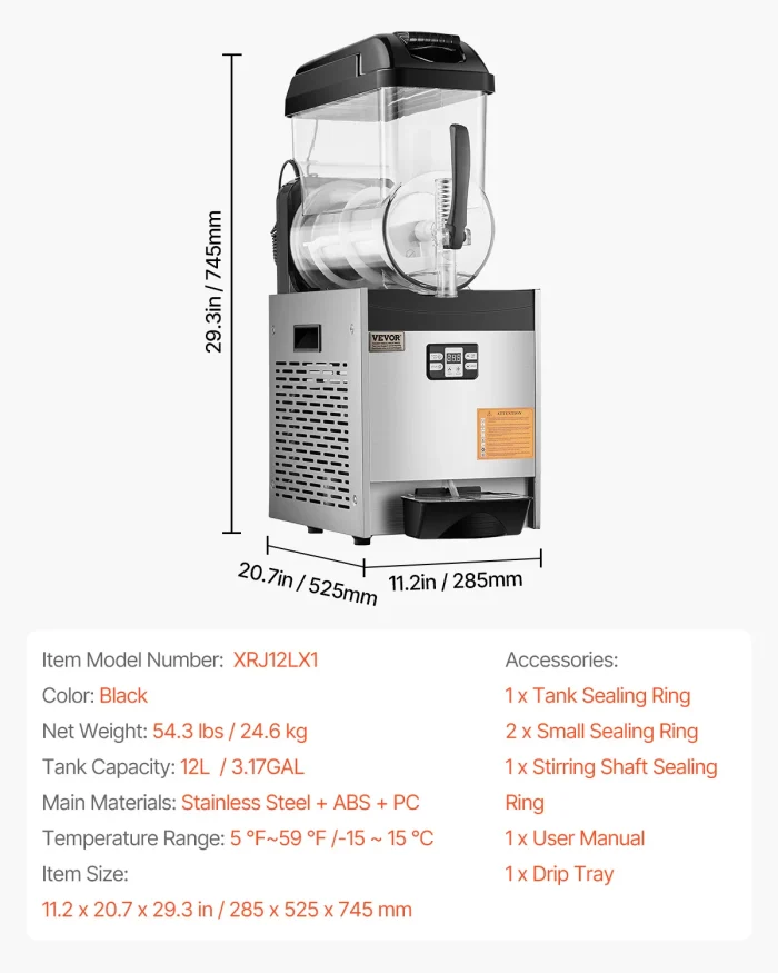 VEVOR 36L Triple-Tank Slushy Machine – Stainless Steel Margarita & Smoothie Maker - Image 7