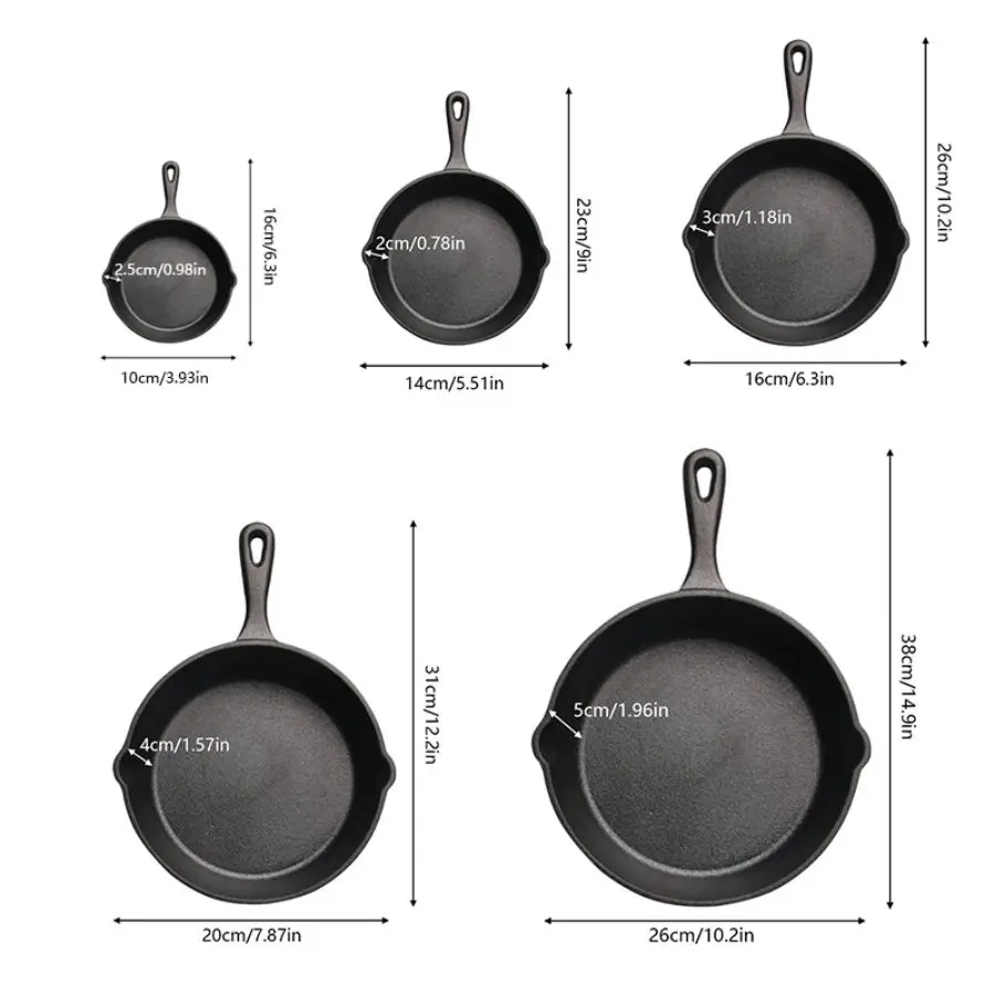 Pre‑Seasoned 3‑Piece Cast Iron Skillet Set – 6″, 8″ & 10″ Frying Pans - Image 3