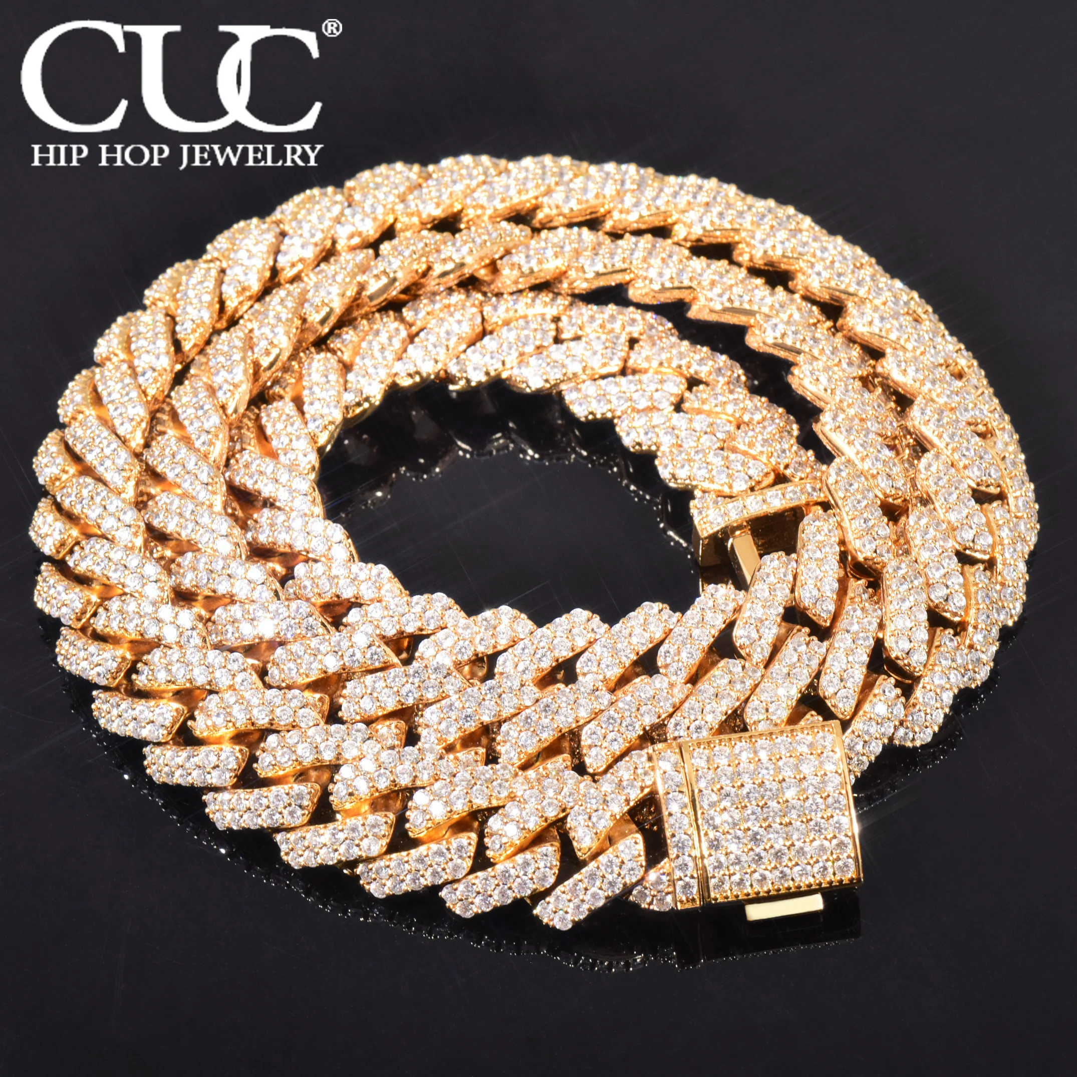 Gold Silver Iced Out Miami Cuban Chain Necklace – 8mm 10mm 12mm Hip Hop Jewelry