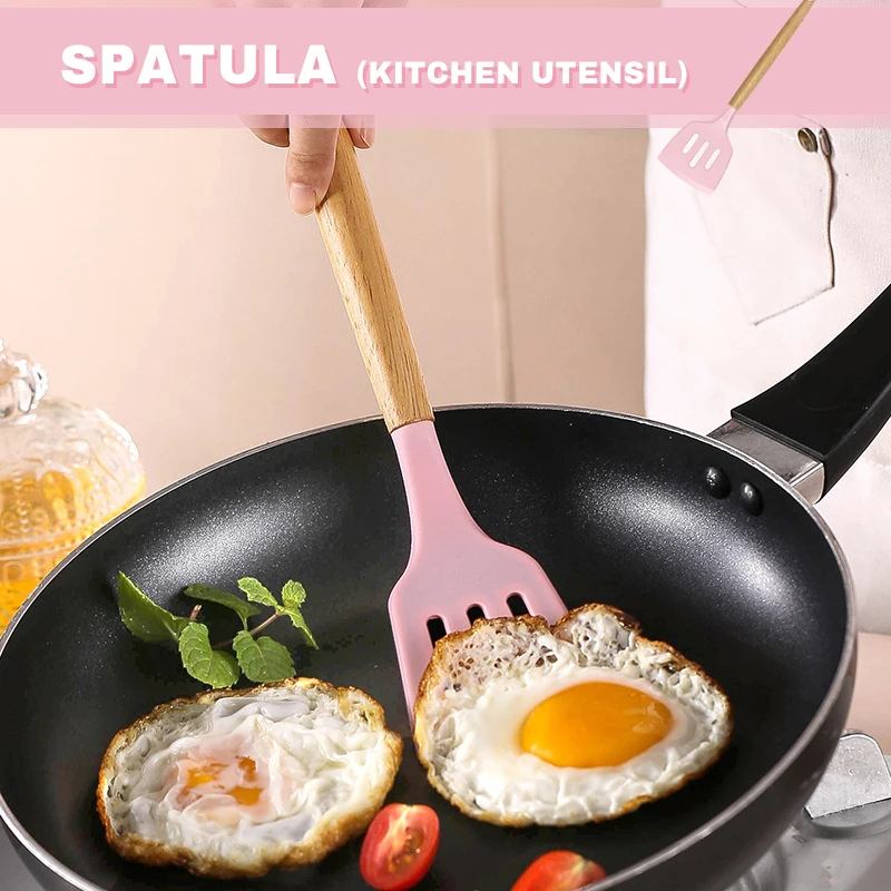 12PCS Silicone Cookware Set - Non-Stick Utensils with Wooden Handles for Cooking - Image 2