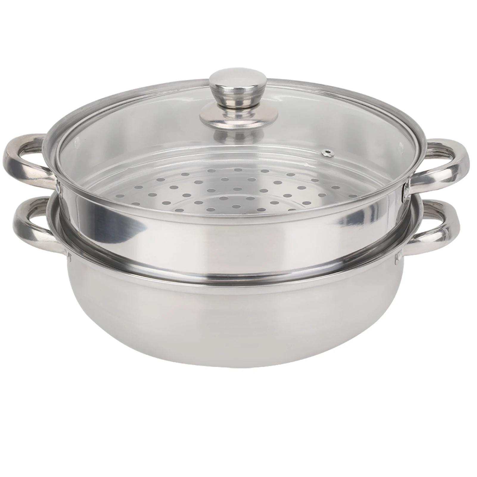 27cm/11in Stainless Steel 2-Layer Steamer Pot - Double Boiler for Soup & Steaming