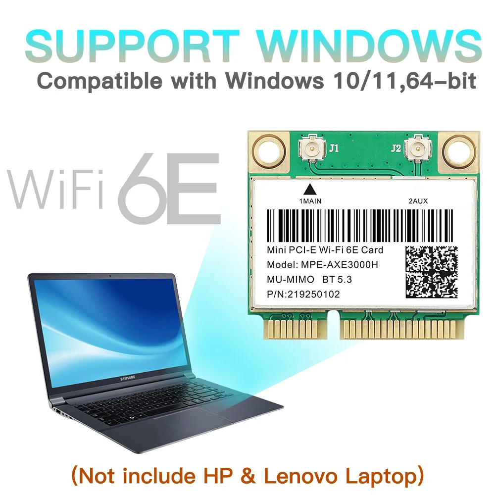 Tri Band 5374Mbps WiFi 6E AX210 Mpe-AXE3000H/ AC7265 Wireless Card BT 5.3 For Mini PCIE Wi-Fi Adapter Win10 For Desktop/Laptop - Image 3