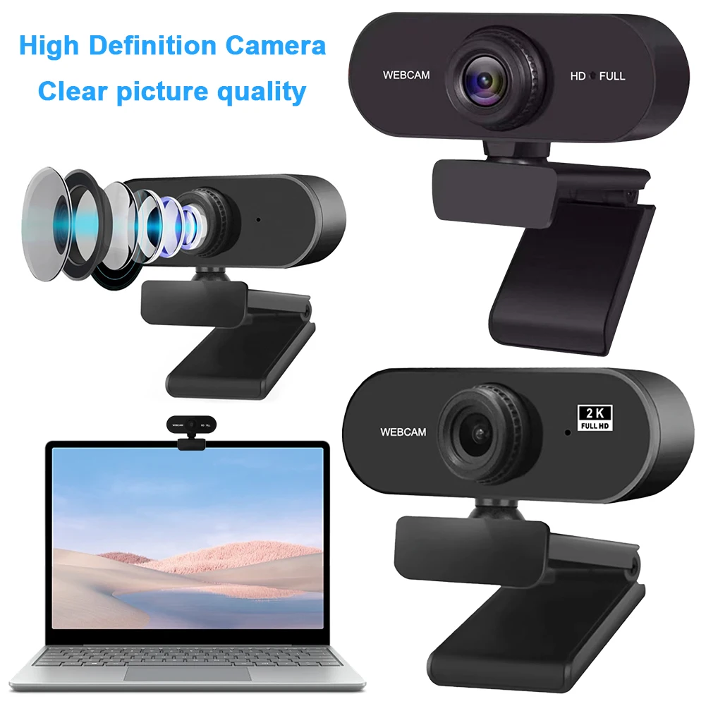 USB HD Web Camera 1080P and 2K Autofocus with Microphone Plug and Play for PC Laptop Desktop