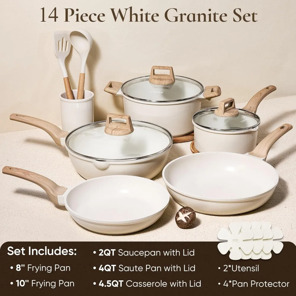 14-Piece Nonstick Pots and Pans Set with Utensils & Pan Protectors – Kitchen Cookware