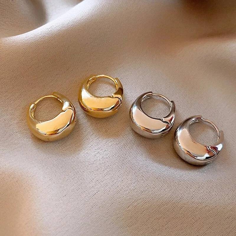 Punk U-Shape Oval Hoop Earrings – Minimalist Geometric Daily Wear Jewelry