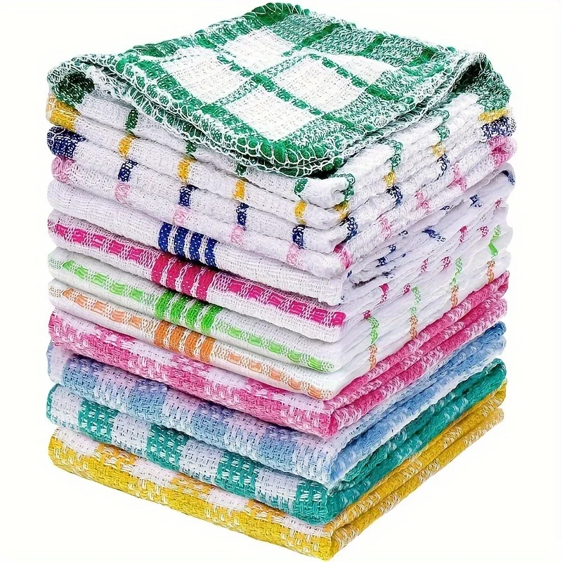 12pcs Soft Absorbent Dish Cloths, Reusable & Durable Kitchen Towels