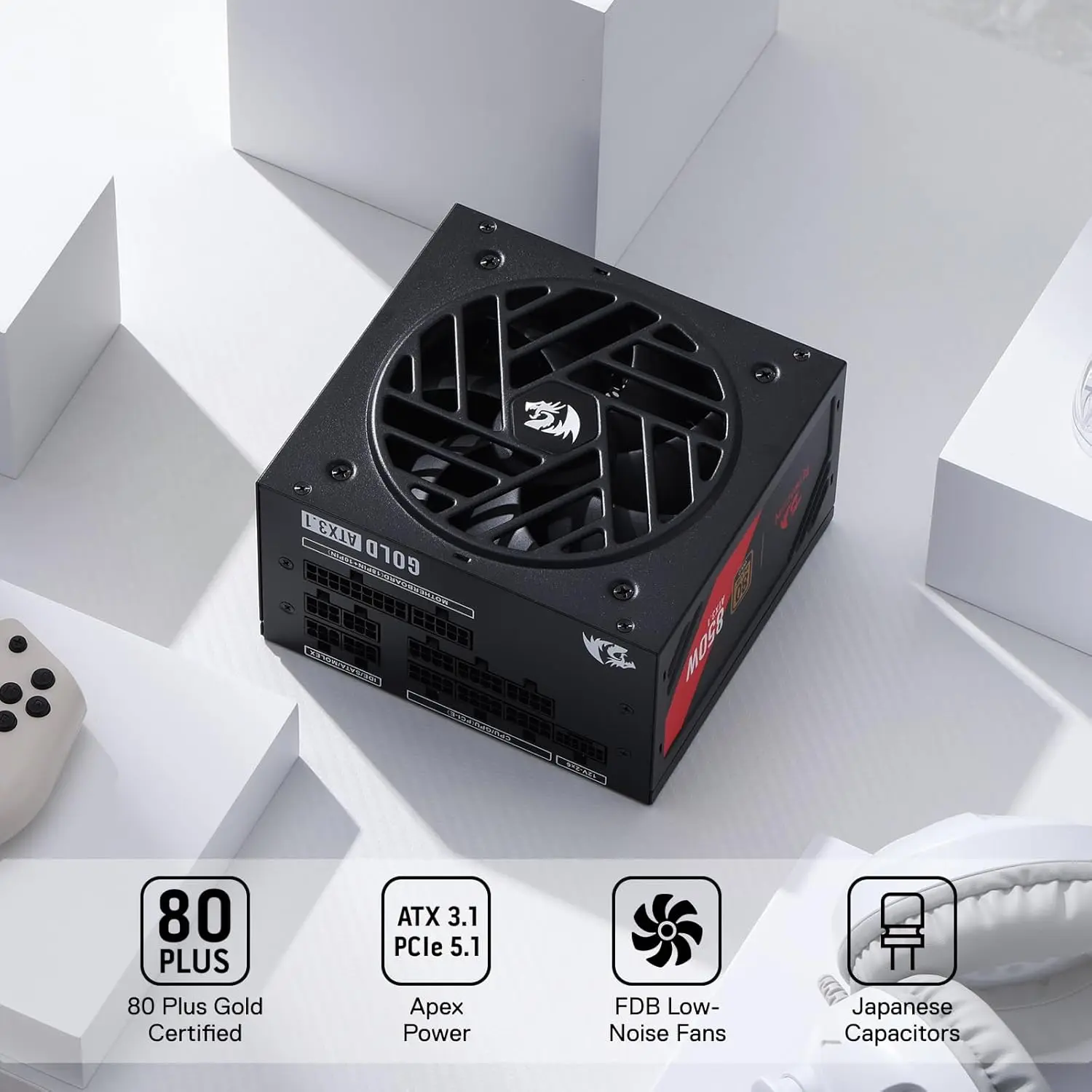 850W 80+ Gold Modular PSU – ATX 3.1, PCIe 5.1, RGB, 160mm Compact - Image 4
