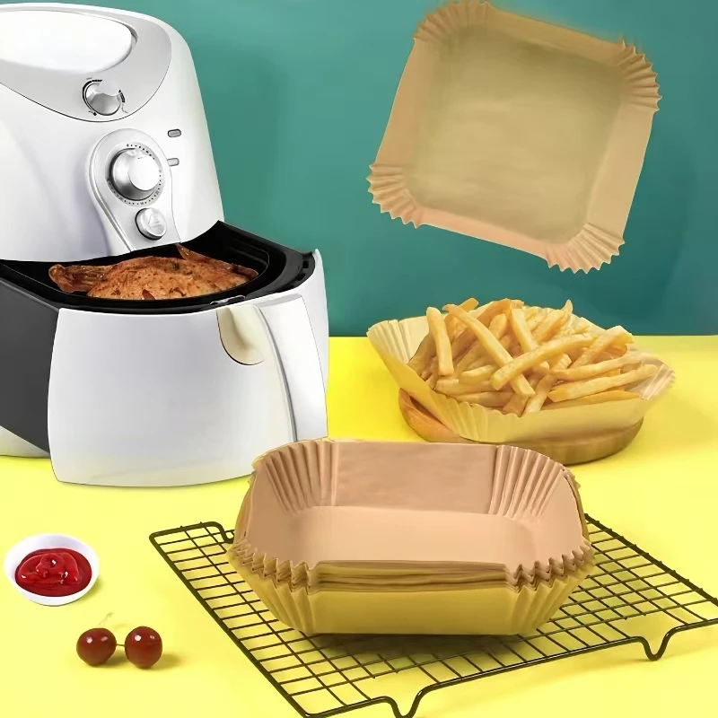 50/100PCS Disposable Non-Stick Air Fryer Paper Liners – Oil-Proof Baking Parchment Sheets - Image 2