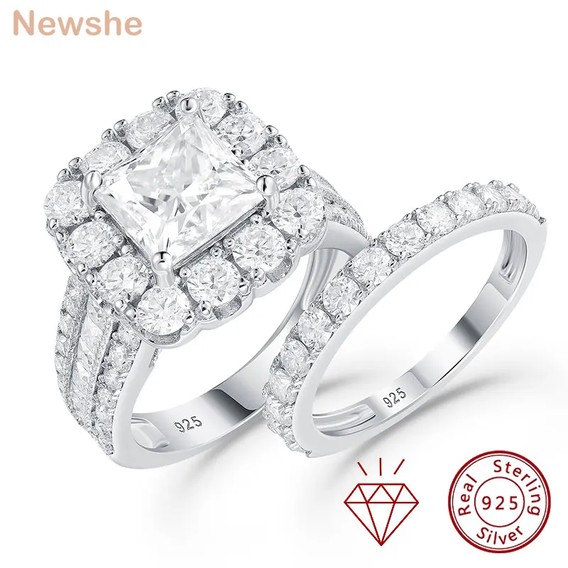 Moissanite Wedding Ring Set – 1ct D Color VVS1, 925 Silver