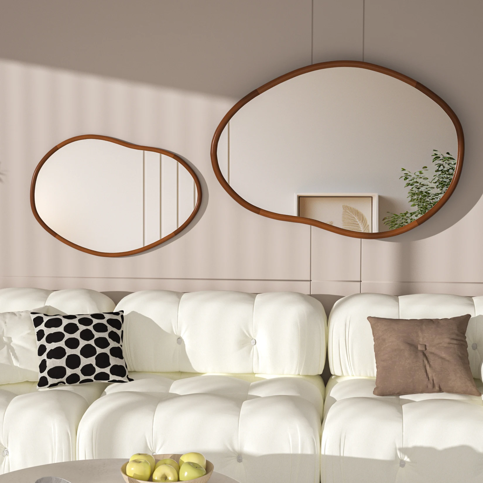 Irregular Wall Mirror Decorative Large Accent Mirror Vanity with Solid Wooden Frame for Livingroom Diningroom Bedroom Hallway - Image 4