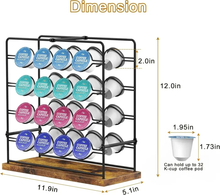 Keurig K-Cup Holder – 32 Pod Capacity Metal Coffee Pod Storage Rack