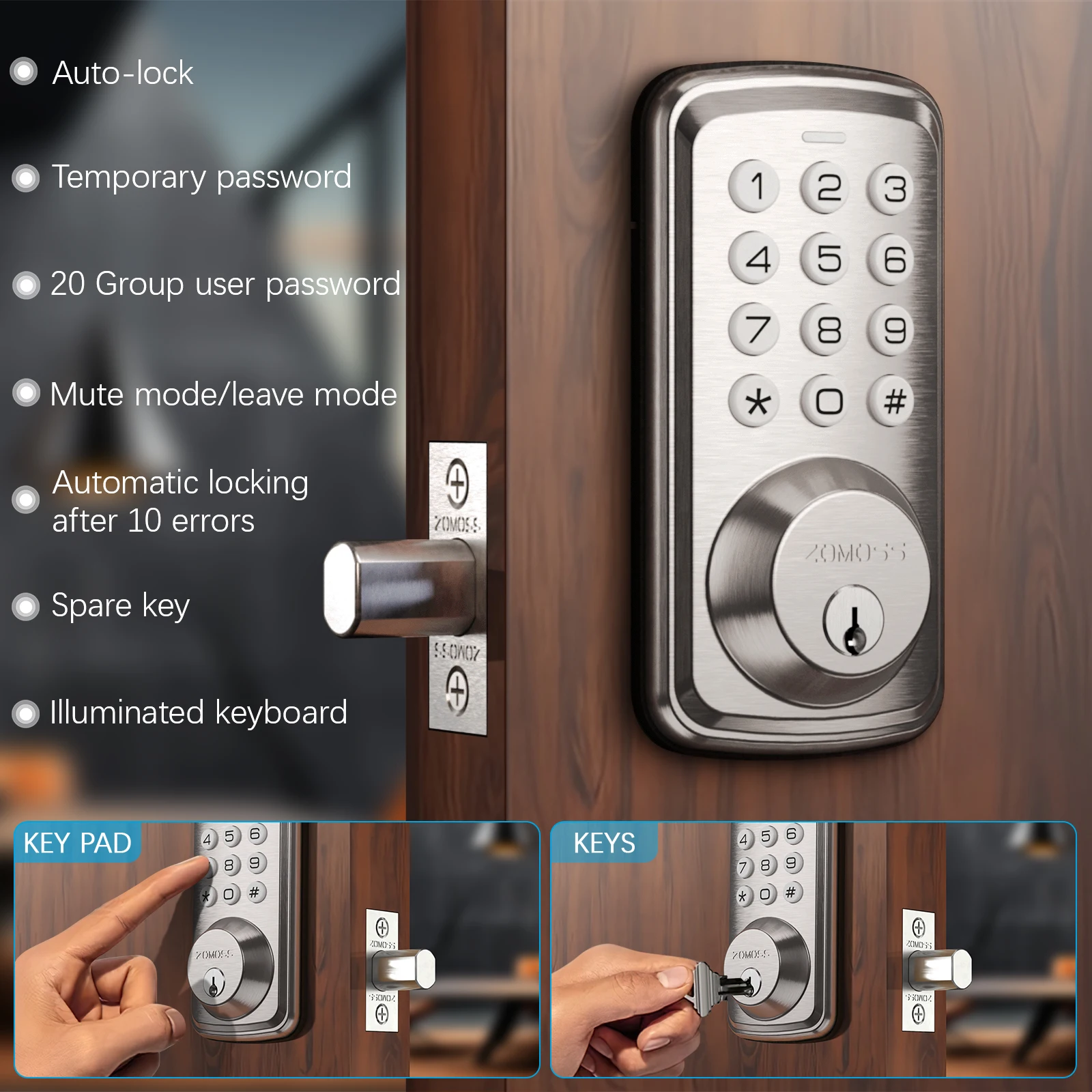 Smart Keypad Door Lock with Anti‑Peeking Code, Auto‑Lock & Easy Install