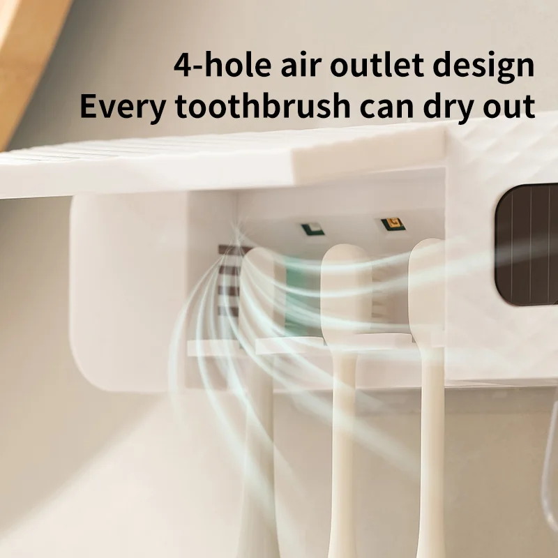 Smart Wall-Mounted Toothbrush Rack, 3-Slot Intelligent Drying & Toothpaste Dispenser - Image 5