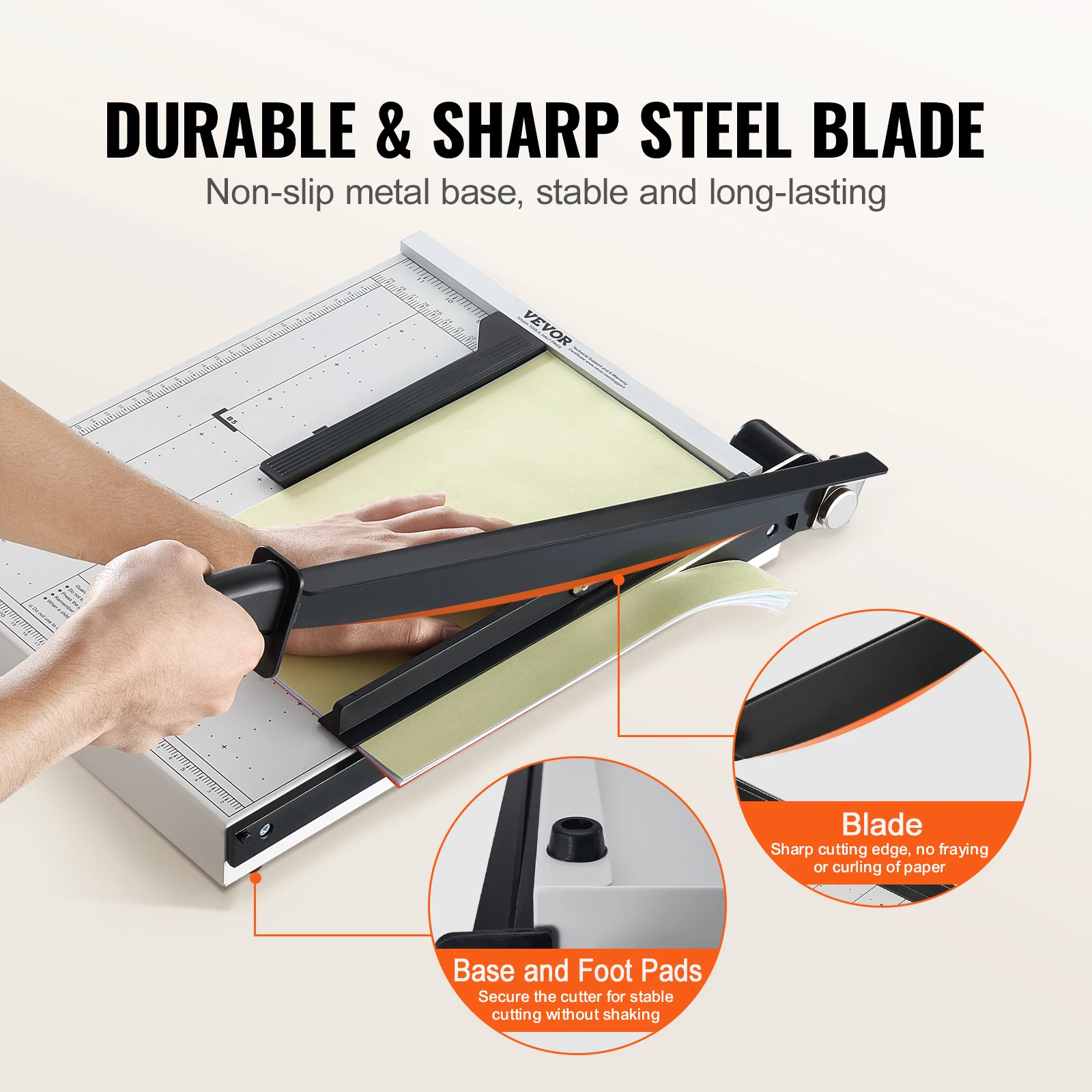 VEVOR Paper Cutter Guillotine Trimmer 15"/18" Cut Length 16/20 Sheets Capacity Heavy Duty Paper Cutter for Home Office School - Image 5